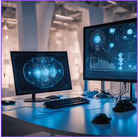 AI-generated striking image artificial intelligence and material development, created using canva.com