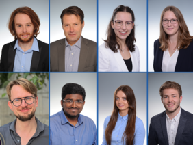 Bilder der Preisträger:innen: oben v.l.n.r.: Daniel Scheiber, Anton Köck, Martina Angermann, Larissa Ecker; unten v.l.n.r.: Florian Pixner (© TU Graz), Vignaswaran Kaliyaperumal Veerapandiyan, Sandra Baltic, Michael Töfferl