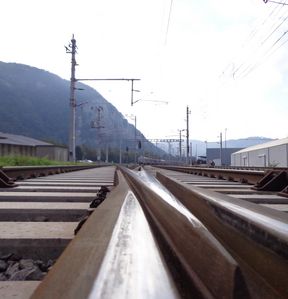 Picture of a manganese steel turnout in service Copyright: Sven Eck (MCL)