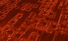 Untersuchung einer Leiterplatte (PCB) im Computertomographen. Besonders gut sichtbar sind die Leiterbahnen auf den verschiedenen Ebenen sowie die Kontakt-Pads.